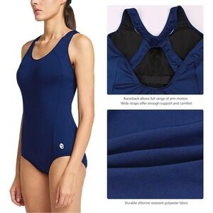 baleaf Blue Racerback Athletic One Piece Modest Women's Swimsuit Sz XL (16-18)